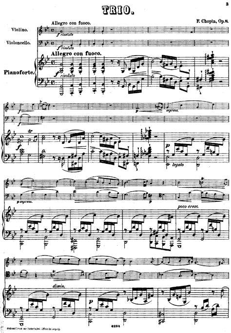 ﻿chopin Frédéric Piano Trio Op 8 For Piano Trio Free Sheet Music For Piano Trio