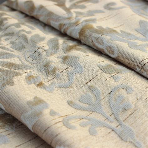 Cream Damask Fabric Upholstery Fabric Curtain Panels Drapery Etsy