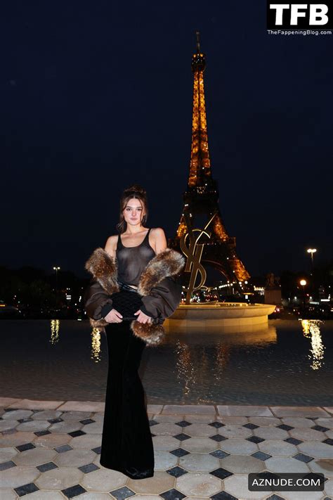 Charlotte Lawrence Sexy Seen Flashing Her Nude Tits At The Yves Saint Laurent Womenswear Show In