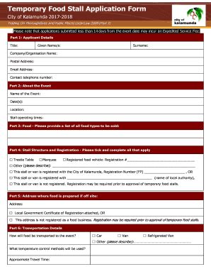 Fillable Online Temporary Food Stall Application Form Fax Email Print