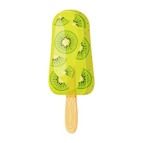 Kiwi Fruit Ice Cream On Stick Colorful Cold Summer Dessert Frozen