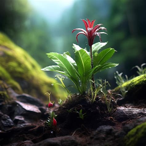 Premium Photo | A rare word describes a mysterious plant that grows only