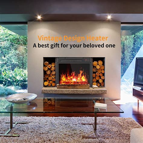 Electric Fireplace With Led Realistic Flame Effect Inch Petitti