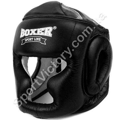Купить шлем боксерский закрытый Boxer кожа черный - цена Киев Украи...