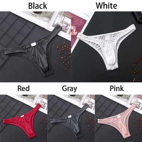 Men Thong String Men S Sexy Underwear Panties Translucent Ice Silk Tanga Gay Ebay
