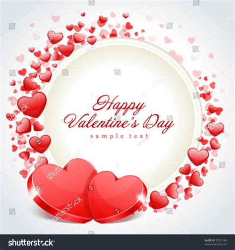 Valentines Day Frame Vector Background With Two Hearts 70251106 Shutterstock