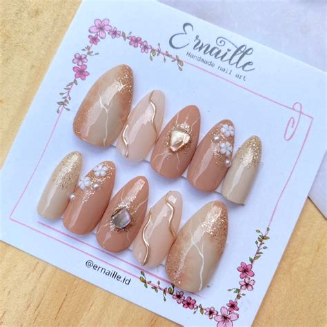Jual Nude Stone Press On Nails Kuku Palsu Nude Nail Art Shopee Indonesia