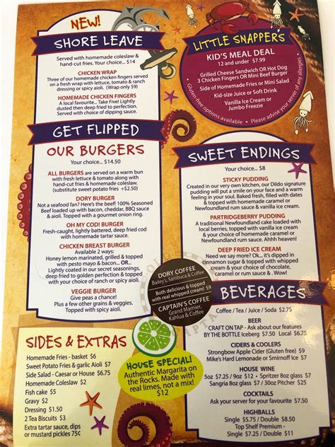 Menu At Dildo Dory Grill Restaurant Dildo