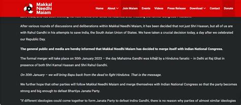 Kamal Haasan's party MNM says 'website hacked' after post announcing ...