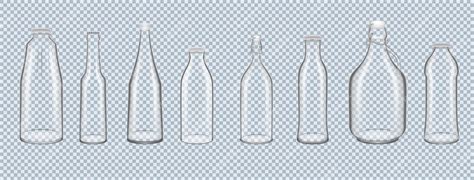 Conjunto De Latas De Botellas De Vidrio 3d Realistas De Varias Formas Y