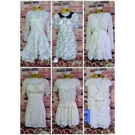 White And Nude Cream Mini Midi Formal Casual Graduation Dress Preloved Shopee Philippines