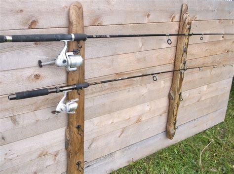 Fishing Pole Holder Driftwood Wall Mount Fishing Rod Display Etsy