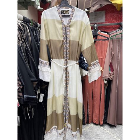 Jual Abaya Putih Mewah Border Abaya Limited Edition Abaya Impor