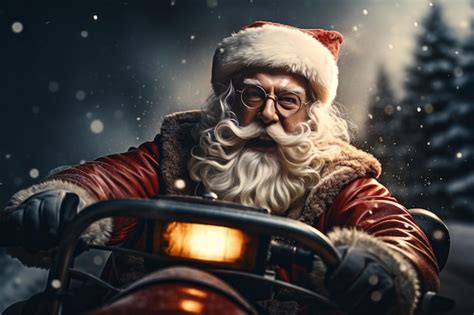 Premium Ai Image Santa Claus Driving Red Sports Car On Christmas