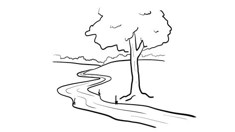 How To Draw A Simple River Step By Step Lesson Youtube