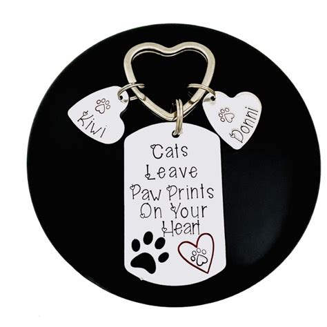 Cats Leave Paw Prints On Your Heart Paw Cut Out Keyring Pawfectly