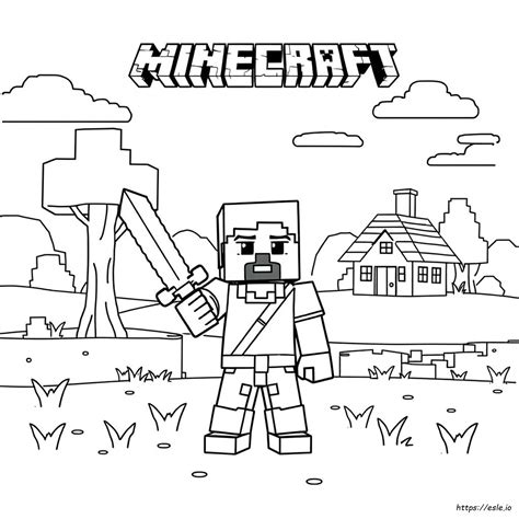 Desenhos Para Colorir Do Minecraft Steve - Steve Do Minecraft Com Espada Para Colorir