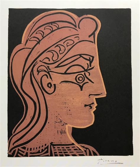 Pablo Picasso Frauenkopf Im Profil Hand Signed Print 1962