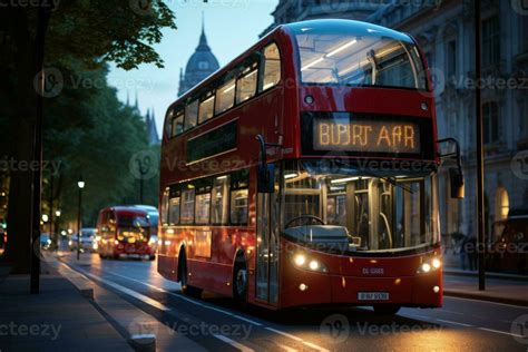 Red double decker bus in the London city 30551496 Stock Photo at Vecteezy