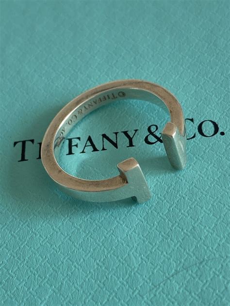 Genuine Tiffany And Co Sterling Silver T Ring N 1 2 O O Gem