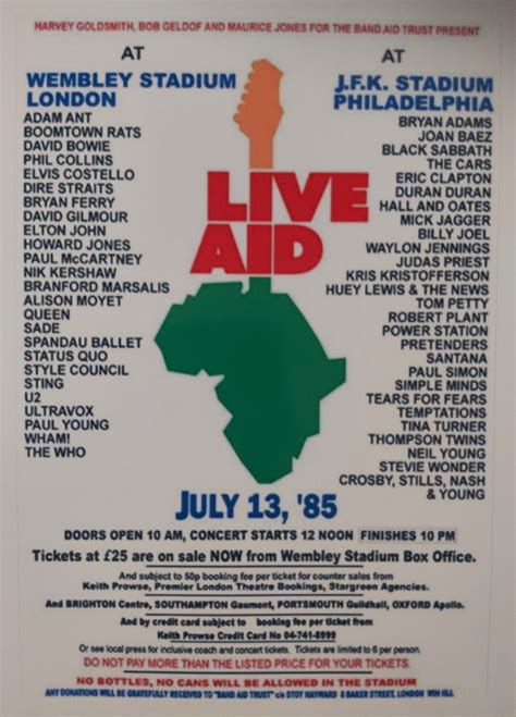 Live Aid 1985 Wembley Stadium & Philadelphia Multicoloured - Etsy