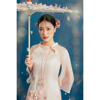 Áo dài cách tân nữ MAYY FASHION hồng nude 2 tà Tú Cầu Hồng Shopee Việt Nam