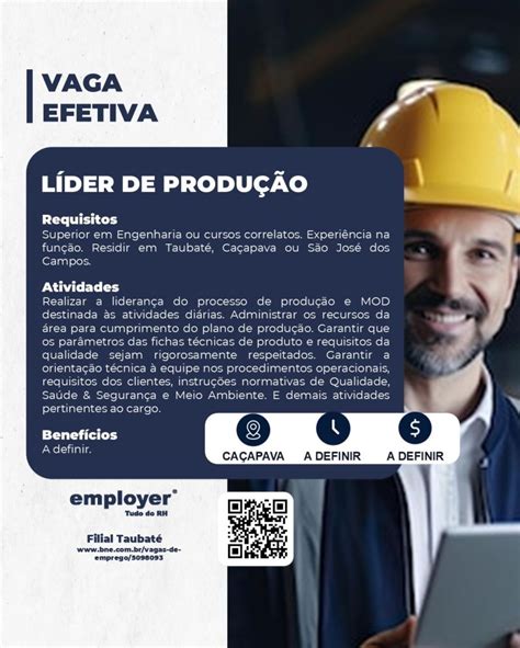 Vagas De Lider De Produção - 🚨 Nova vaga no ar! Estamos em busca de um (a) Líder de Produção para ...