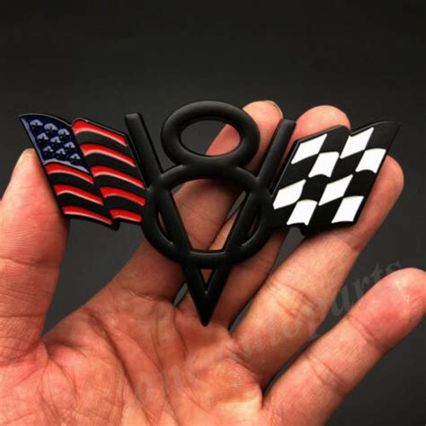 2x Metal USA American Flag V8 Vintage Car Trunk Emblem Badge Decal