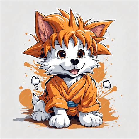 Premium AI Image | tshirt graphic cute cartoon dog goku