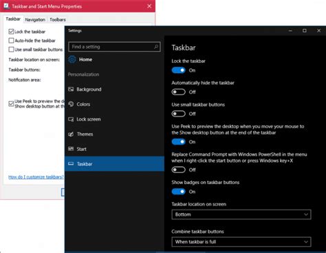 Customize Taskbar Settings in Windows 10 Anniversary Update