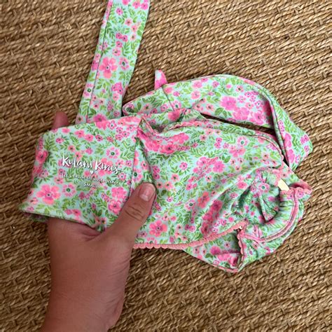 Kulani Kinis Pink And Green Bikini Flower Set Great Depop