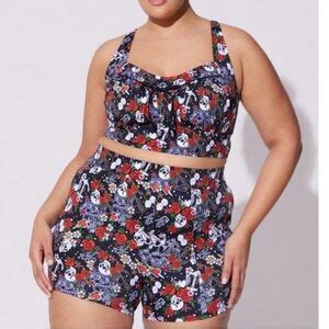 Torrid Swim Torrid Nwt Retro Wireless Ruched Cups Bikini Top And