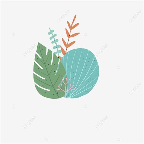 Green Leaf Material PNG Transparent Green Leaf Flat Decoration