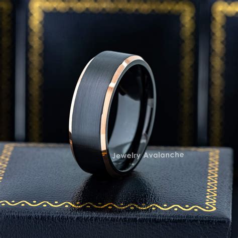black and rose gold wedding band for men 1