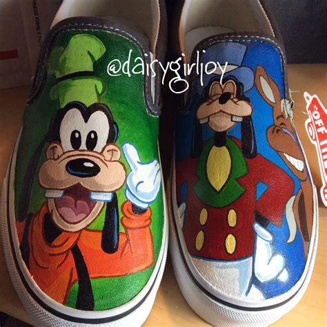 Adult Vans Brand Custom Hand Painted Disney Goofy Slip On Shoes