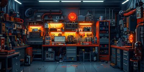High Tech Workshop Filled With Electronic Equipment Tools And