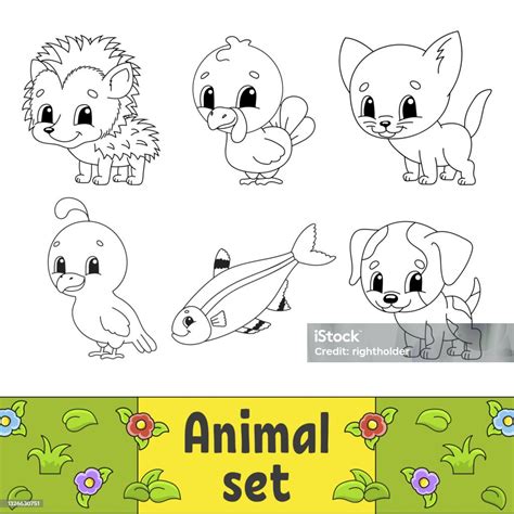 buku mewarnai  anakanak clipart hewan karakter ceria ilustrasi