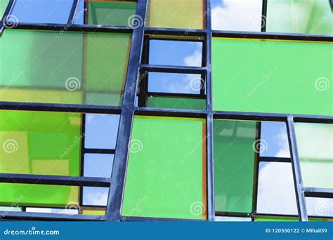 The Walls Are Made Of Multi Colored Panels Modern Background Stock