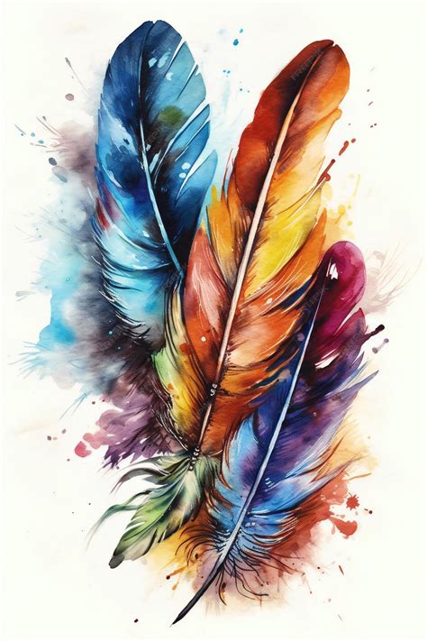 Premium Photo A Colorful Feather Painting With The Word Feathers On It