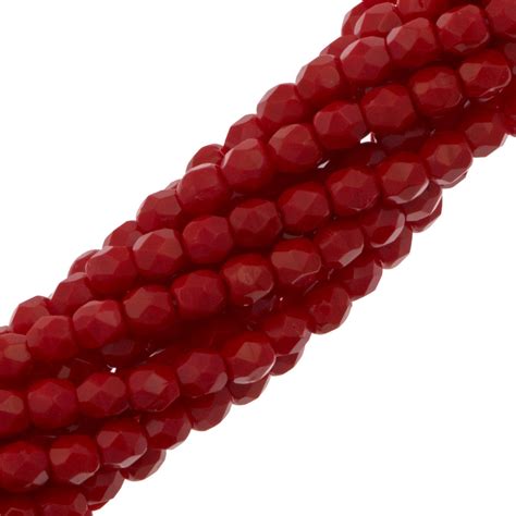 100 Czech Fire Polished 3mm Round Bead Opaque Red 93200 Aura Crystals Llc