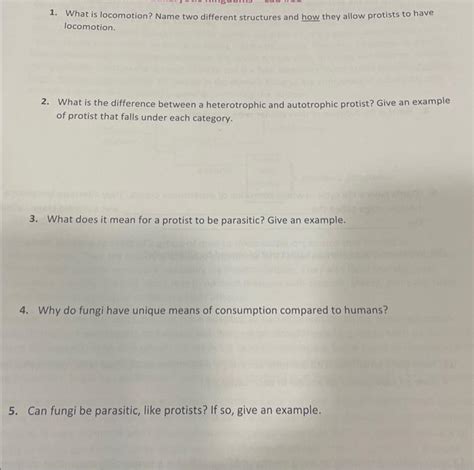 Solved 1. What is locomotion? Name two different structures | Chegg.com