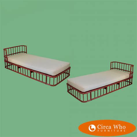 Pair Of Fretwork Rattan Day Bed Sofas Circa Who