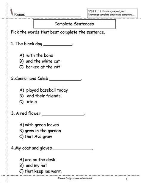 Complete The Sentence Worksheet - Adriansonfifth