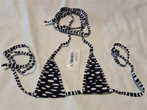 NEW WICKED WEASEL Hide Seek Bikini Tri Top Black White Micro