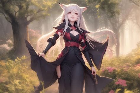 Premium Ai Image Girl Fox Hybrid Human Manga Anime Style Illustration