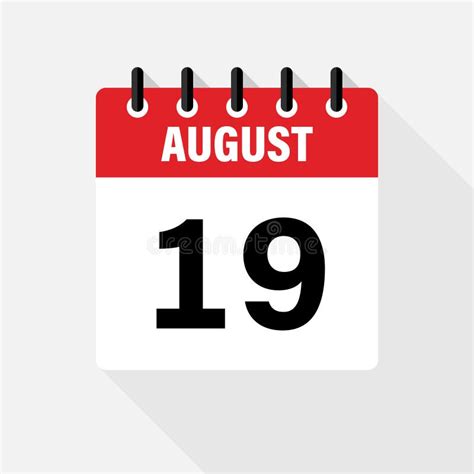 August Vector Flat Daily Calendar Icon Date And Time Day Month