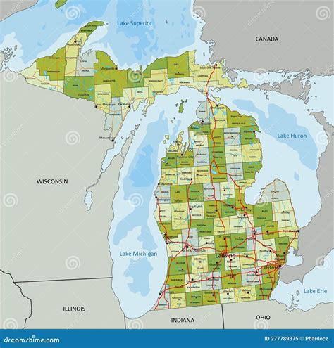 Michigan Map Political Map Of Michigan With Boundaries In White Color