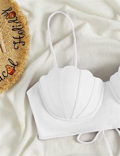 Scallop Trim Push Up Bikini Top Women S Fashion Swimwear Bikinis Swimsuits On Carousell