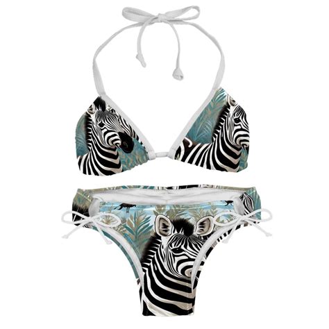 Zebra Women S Detachable Sponge Adjustable Strap Bikini Set Swimsuit Two Pack For Beach Pool