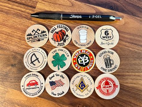 15 Personalized Wood Coins Custom Printed Wooden Nickels Wood